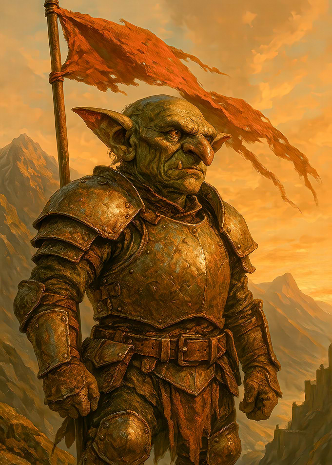 Armored Goblin Warrior with Flag