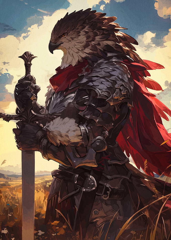 Eagle Knight with Sword in Field