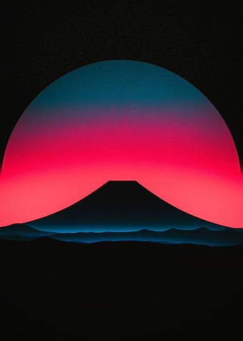 Mount Fuji Sunset Synthwave