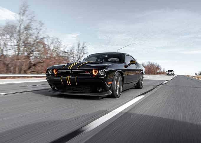 Black Dodge Challenger on the Road
