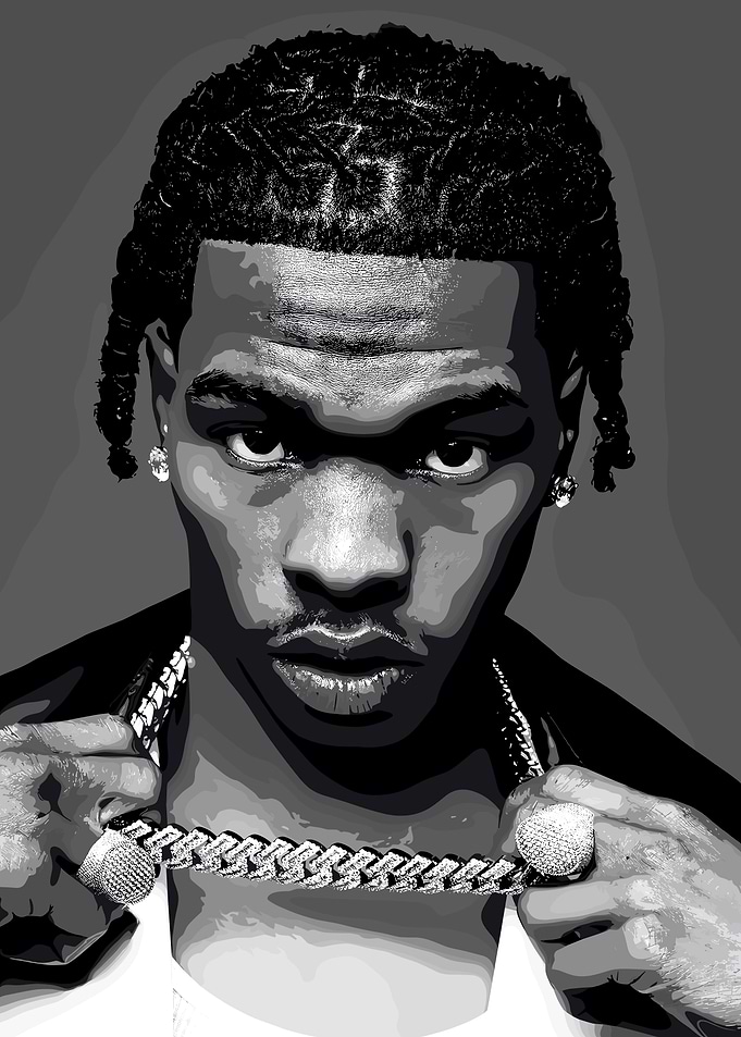 Lil Baby Portrait in Black and White