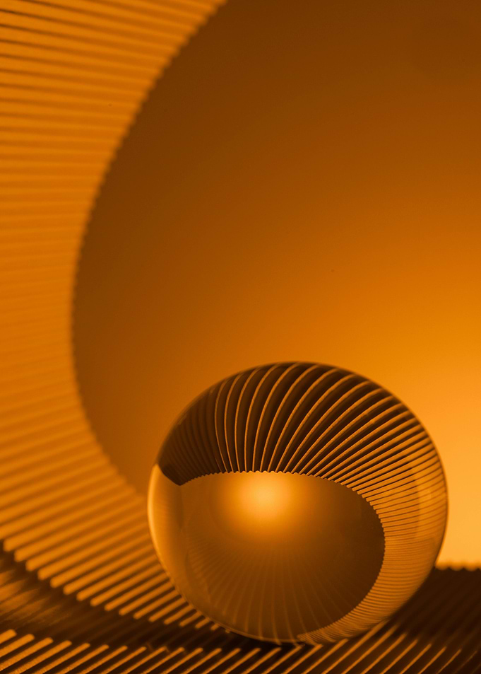Abstract Orange Sphere and Lines