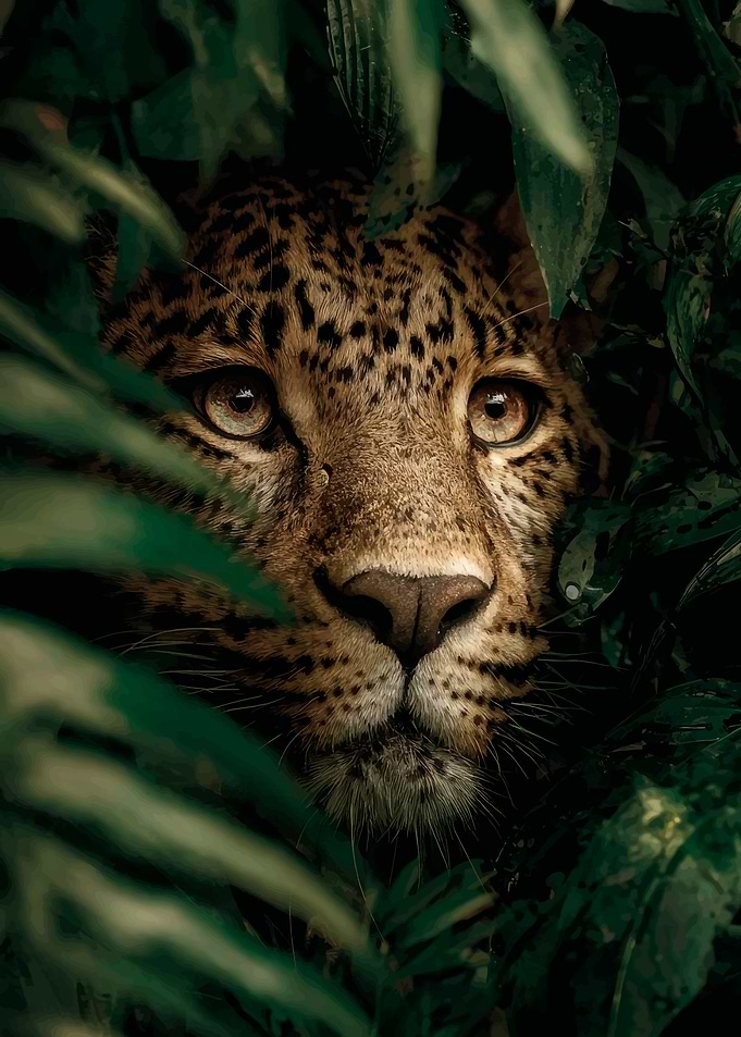 Leopard in the Jungle Foliage