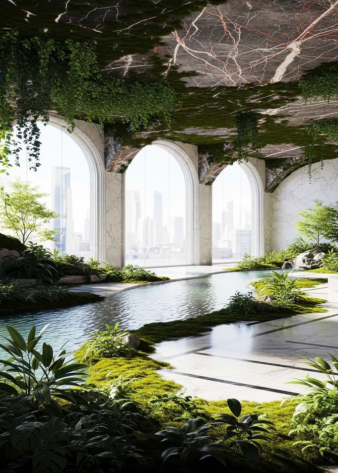 Indoor Garden with City View