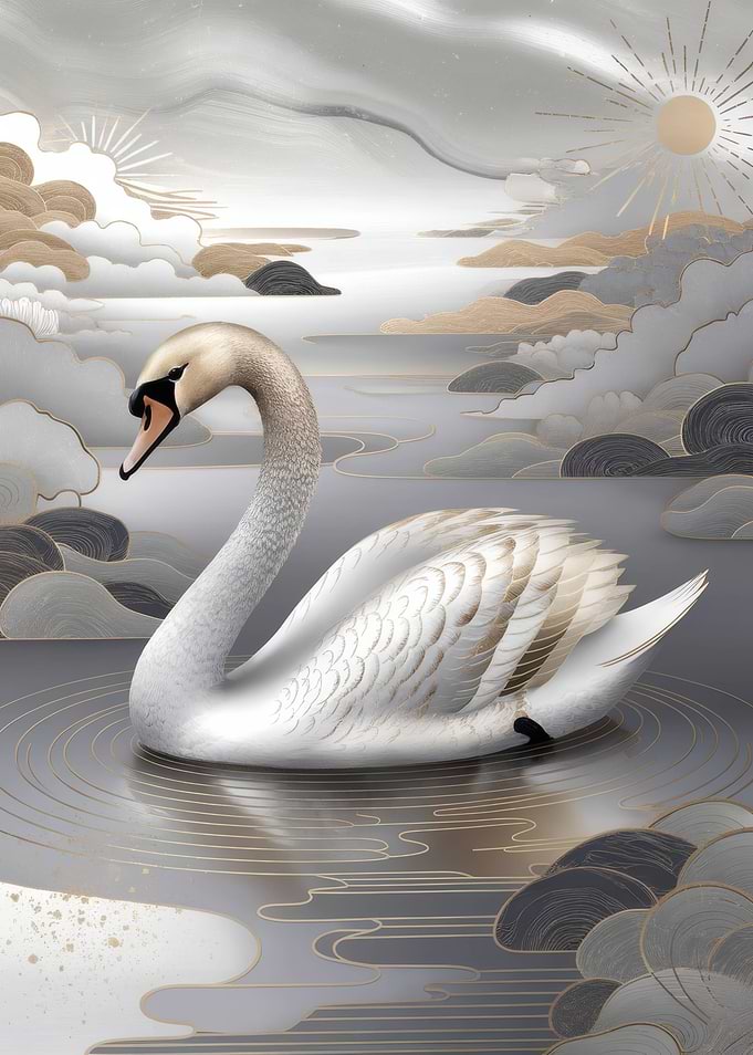 Elegant Swan in Serene Lake