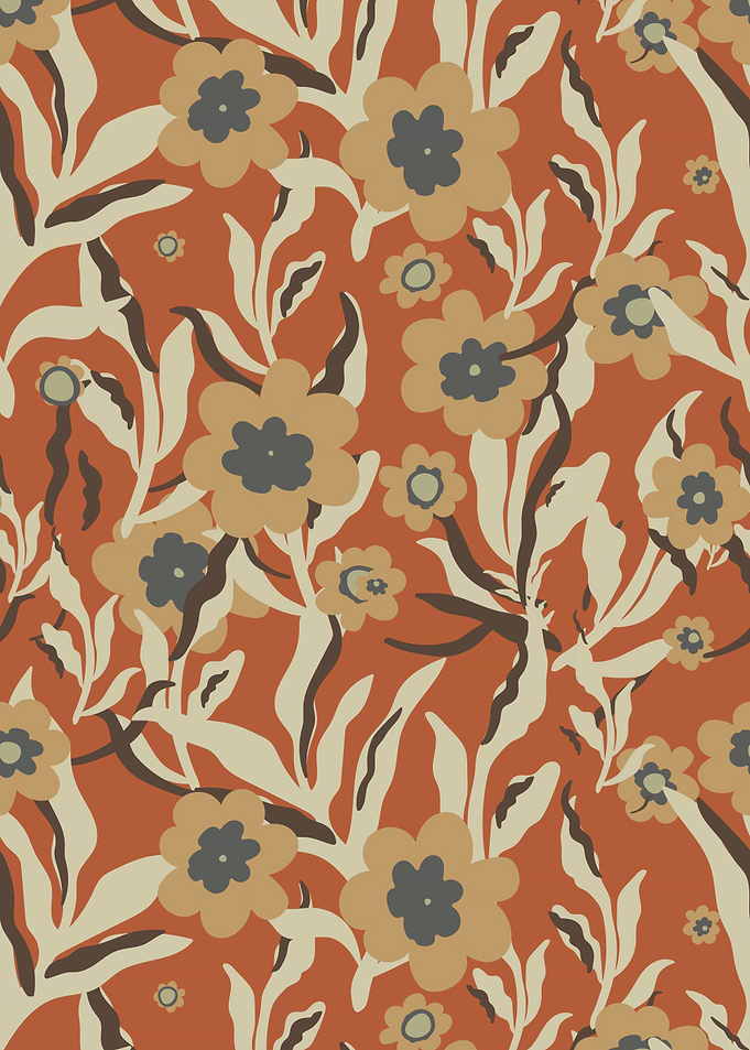 Floral Pattern with Brown and Beige