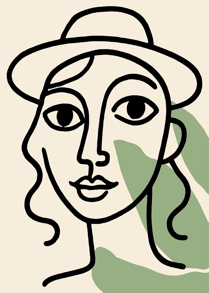 Minimalist Woman Portrait with Hat