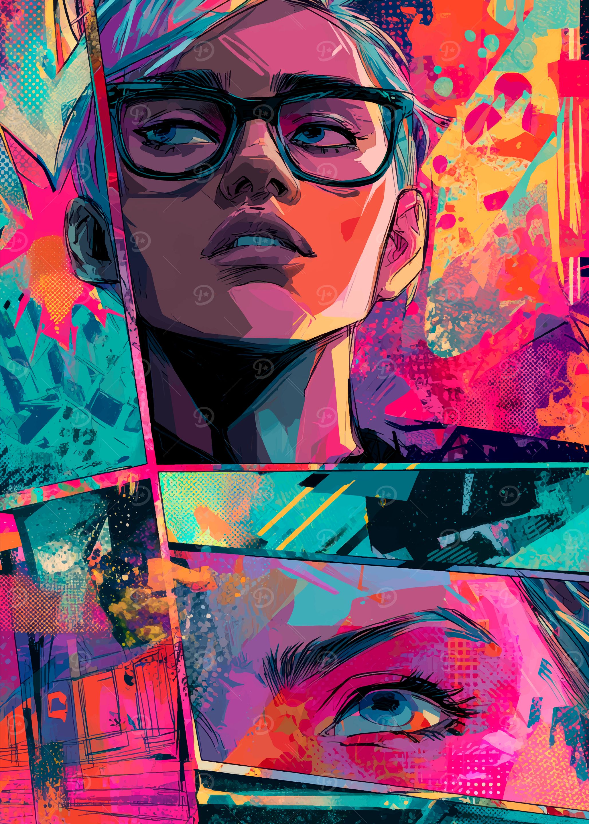 Colorful Comic Book Style Portrait