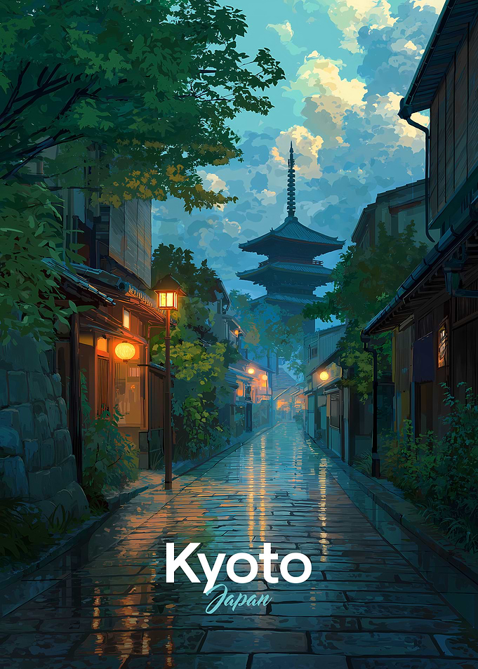 Kyoto Japan Street Rain