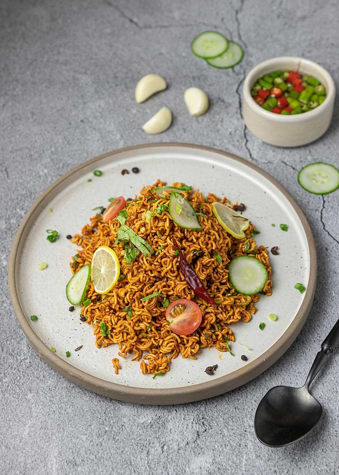 Spicy Noodles with Fresh Garnish