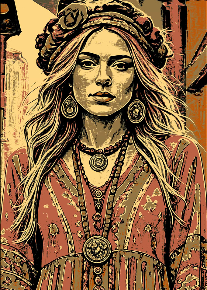 Bohemian Woman Portrait Art