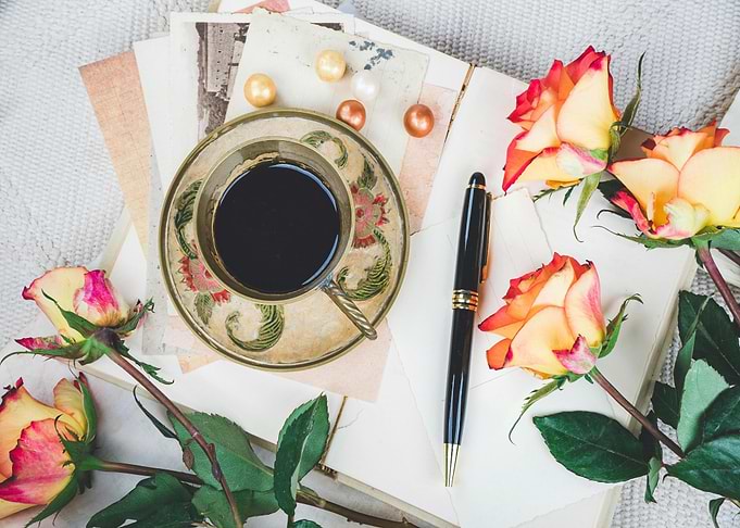 Coffee, Roses, and Vintage Stationery