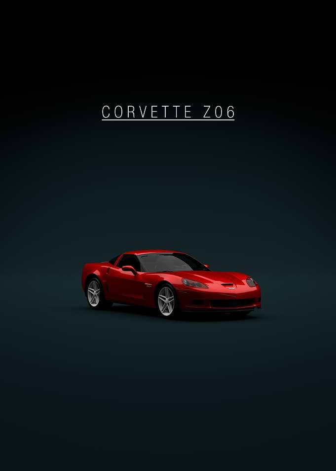 Red Corvette Z06 Car Poster