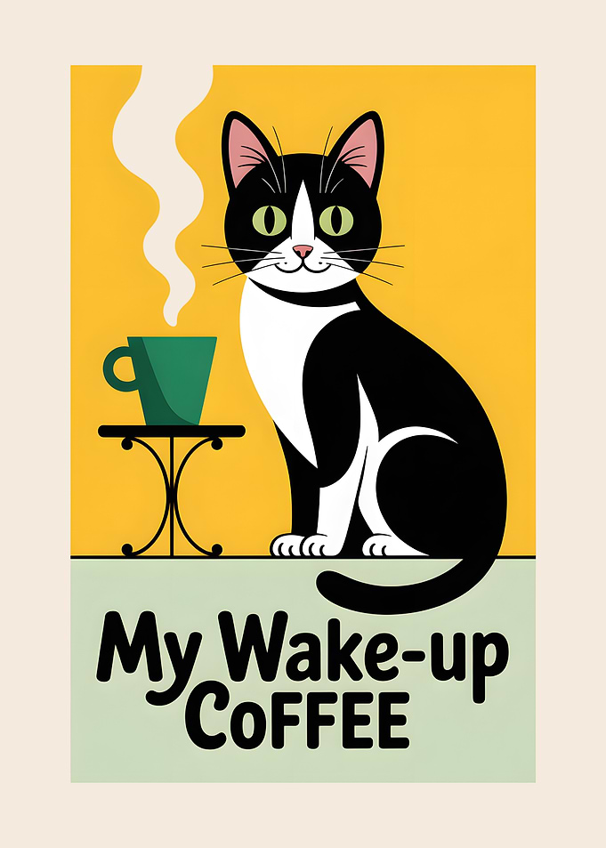Cat and Coffee Illustration