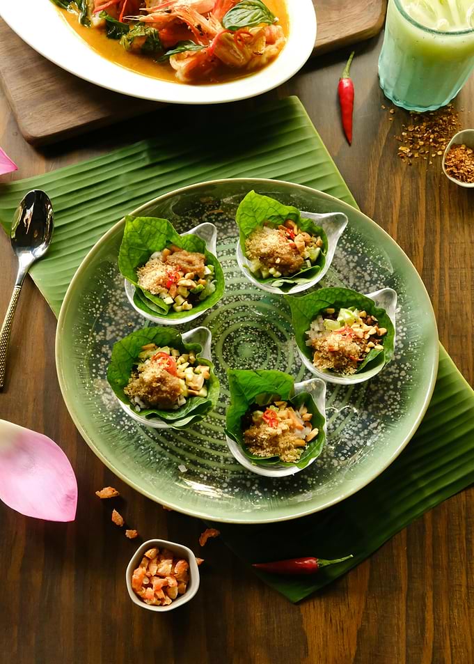Thai Appetizers on Banana Leaf