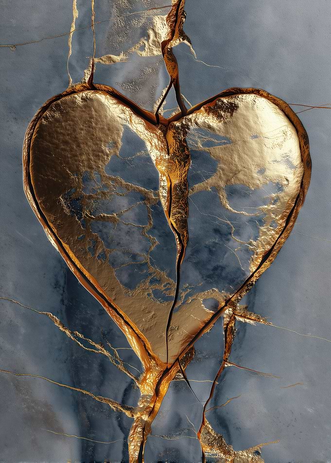 Golden Heart with Cracks