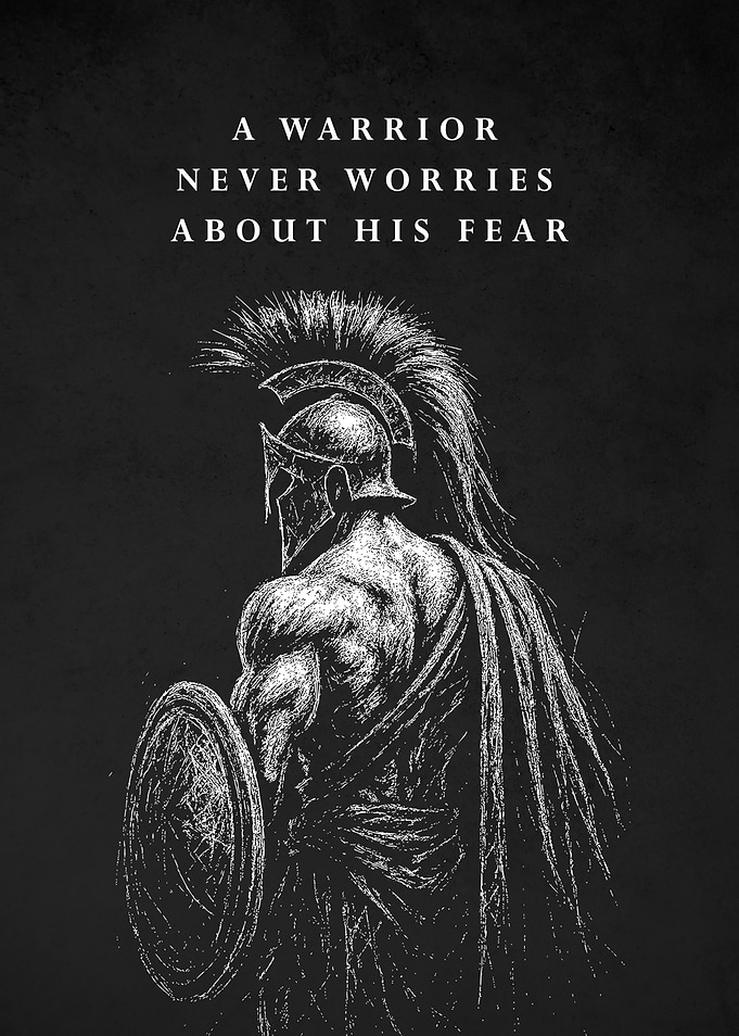 Spartan Warrior with Fear Quotes