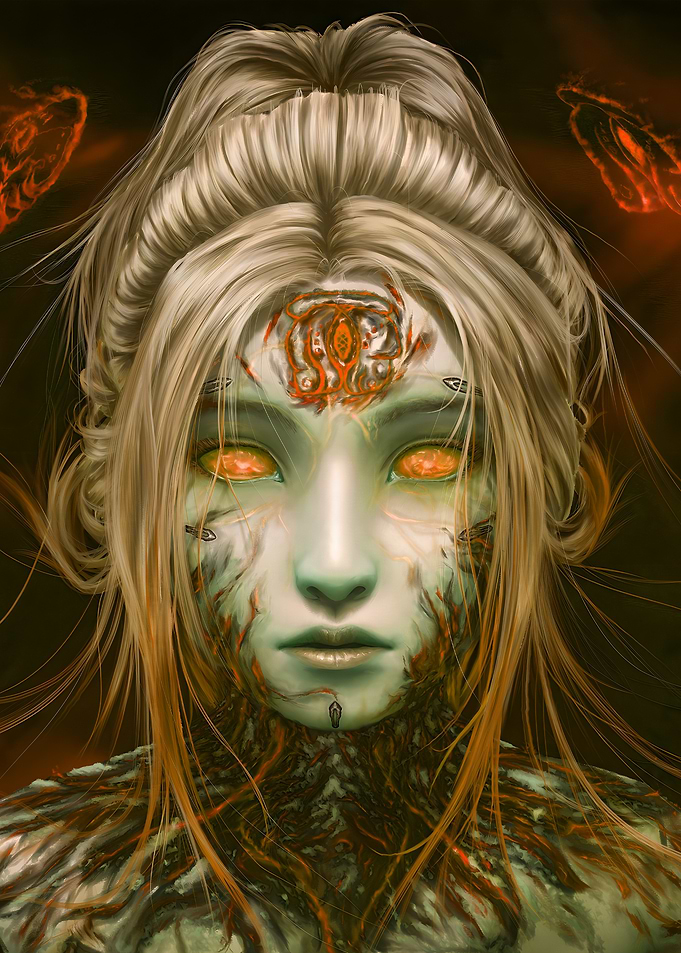 Mystical Woman Portrait with Glowing Eyes