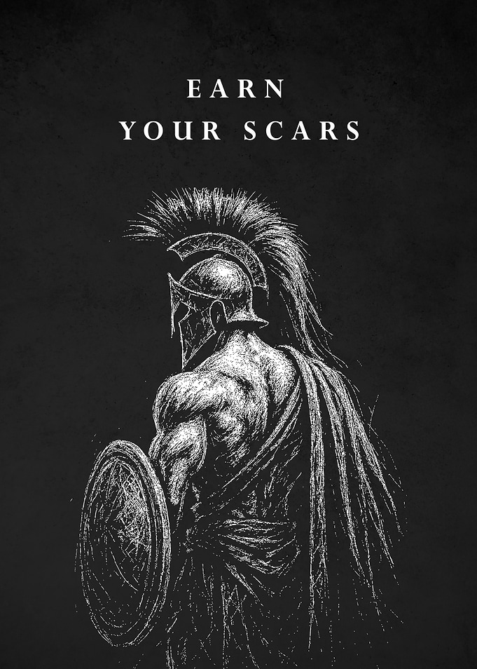 Earn Your Scars Spartan Warrior Illustration