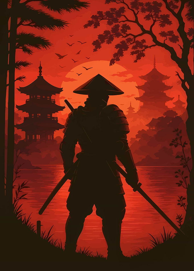 Silhouette of a Samurai Warrior