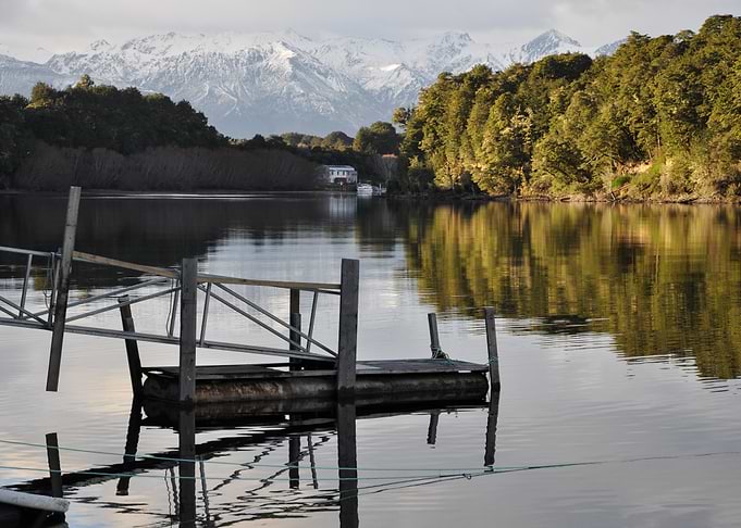 Scenic Lake View with Snow-Capped Mountains
