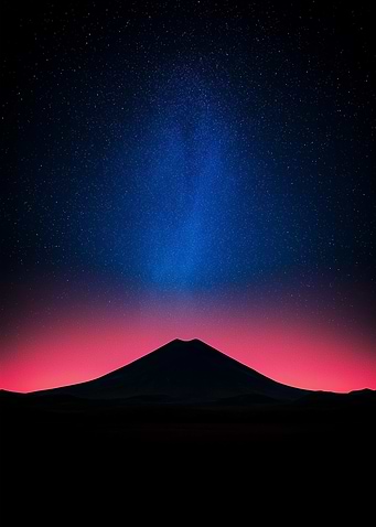 Mountain Silhouette Under Starry Night Sky