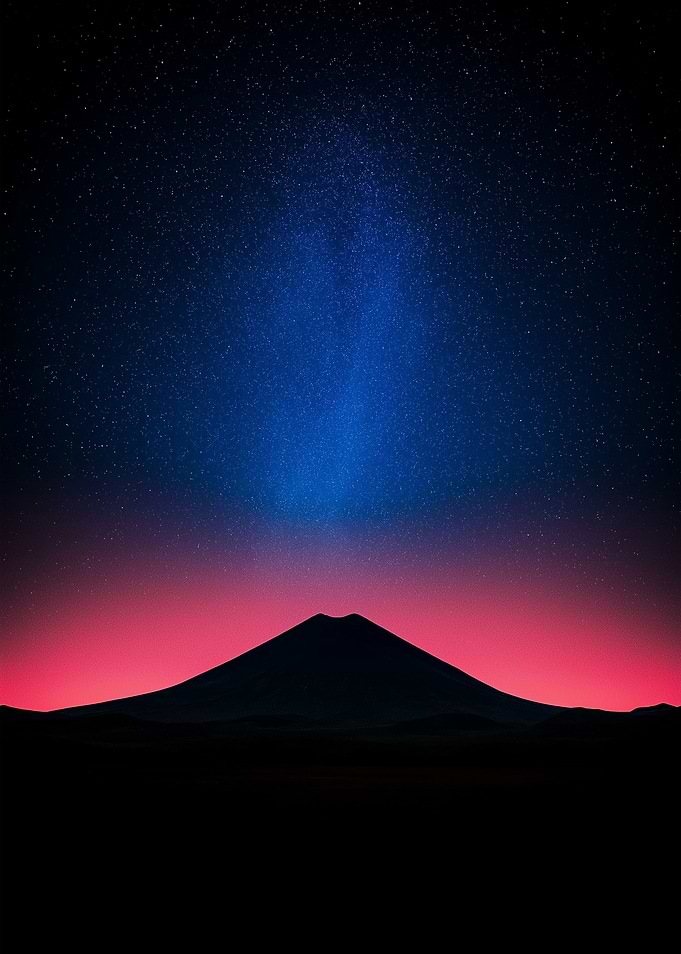 Mountain Silhouette Under Starry Night Sky