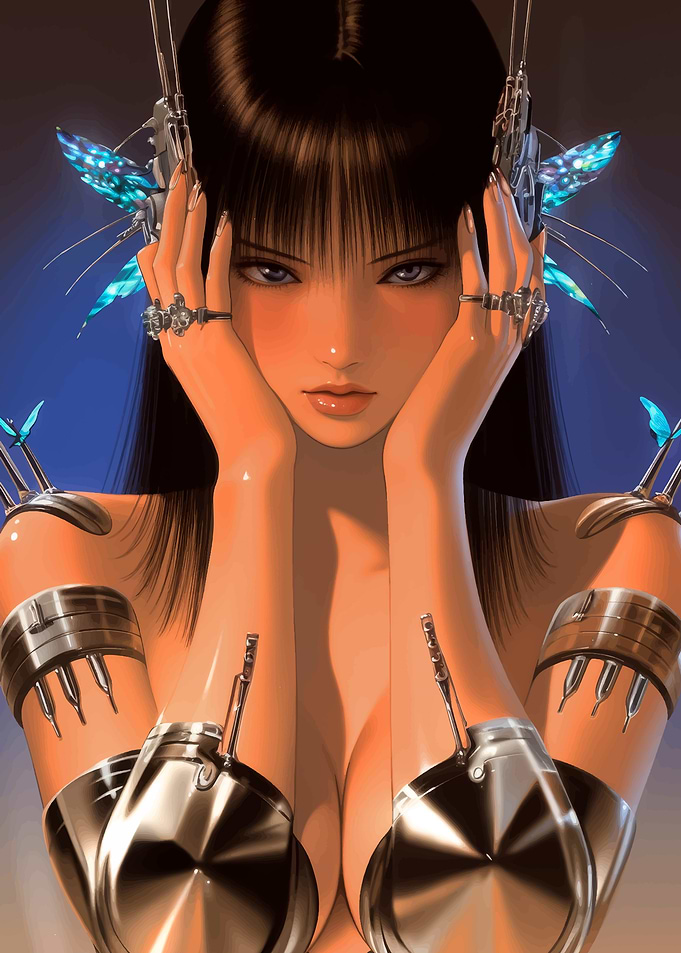 Cyberpunk Girl with Metallic Accessories