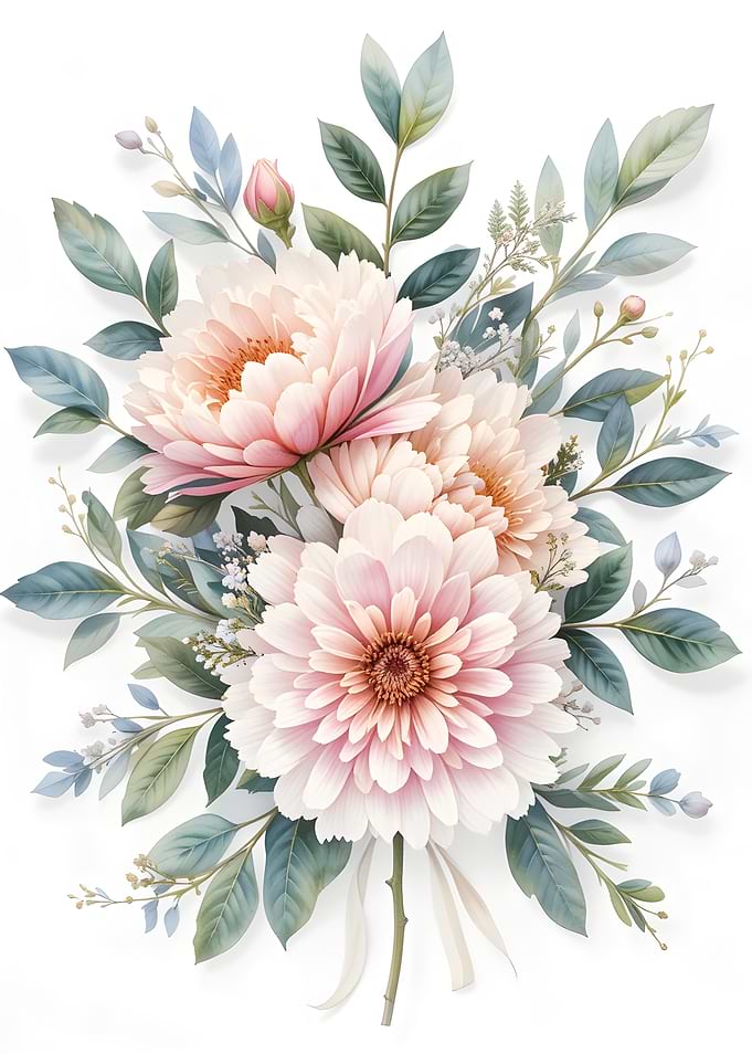 Floral Bouquet with Pink and White Flowers