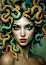 Medusa portrait with snakes