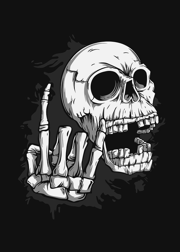 Skull Giving the Middle Finger heavy metal