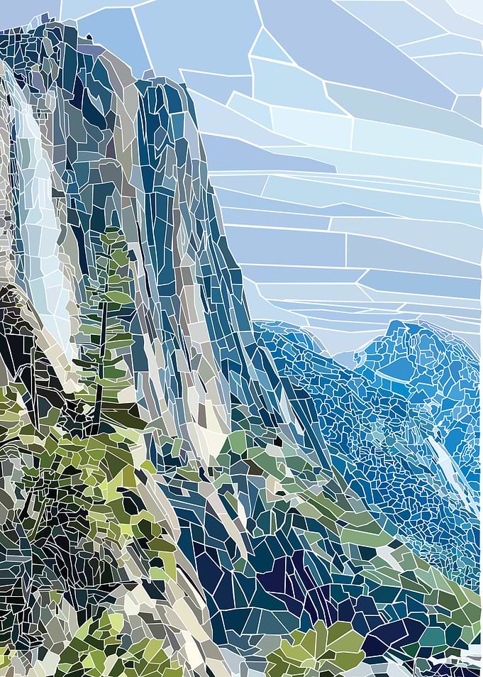 Mosaic Yosemite Falls and Half Dome