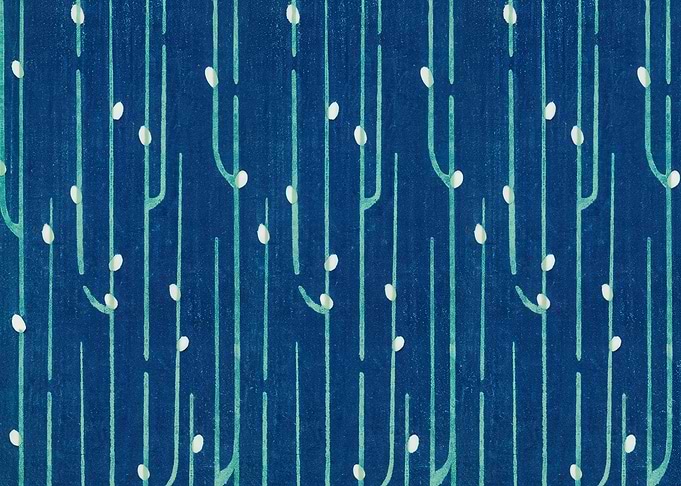 Blue Floral Pattern with White Buds,furuya korin