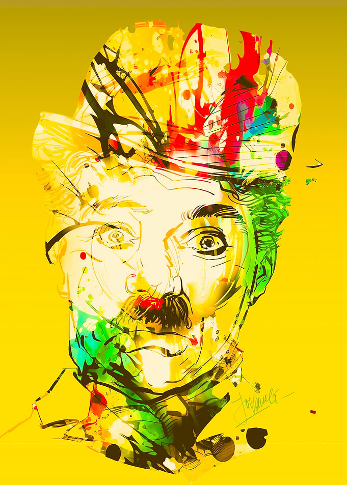 Charlie Chaplin Portrait - Abstract Art