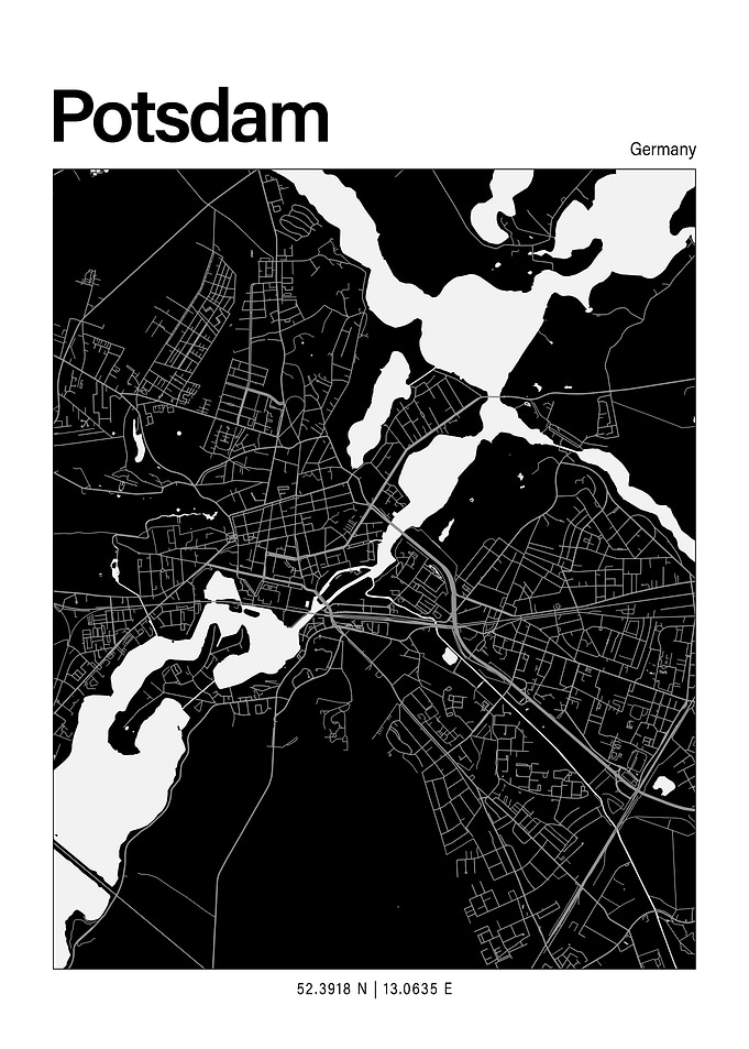 Potsdam Black and White Map