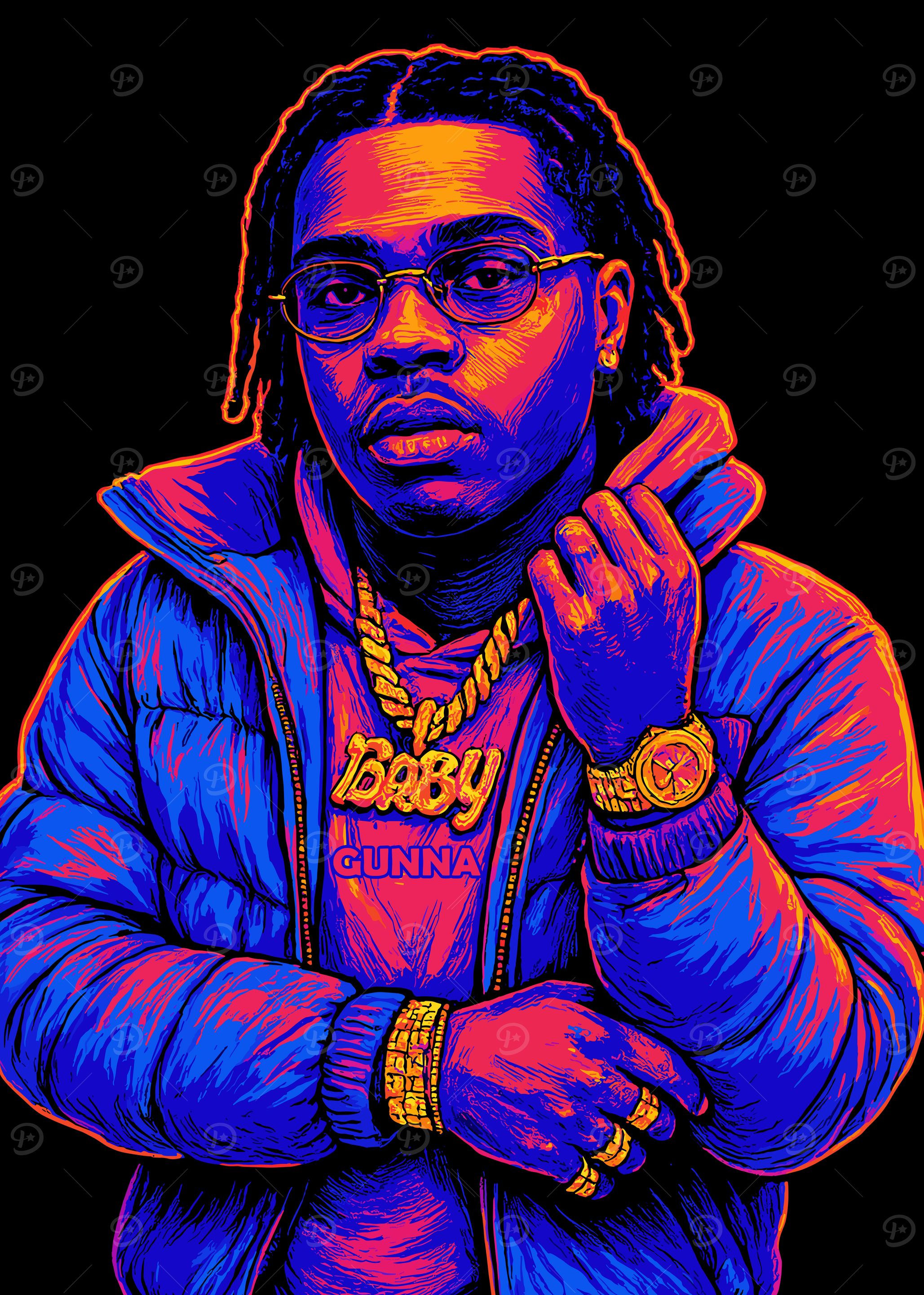 Gunna portrait with vibrant colors