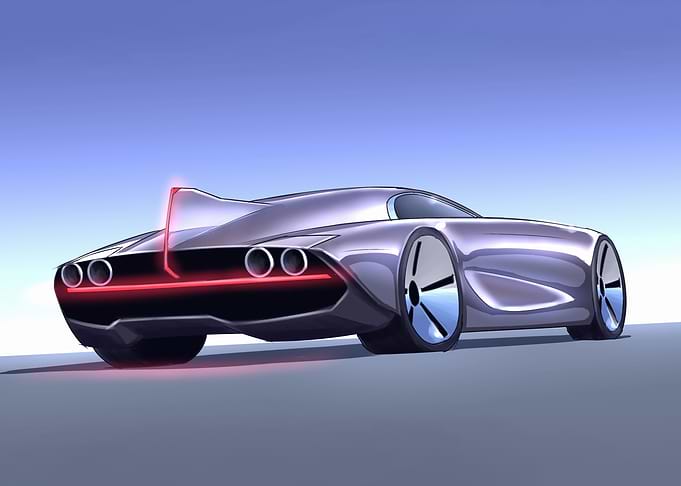 Futuristic Silver Car Concept Art