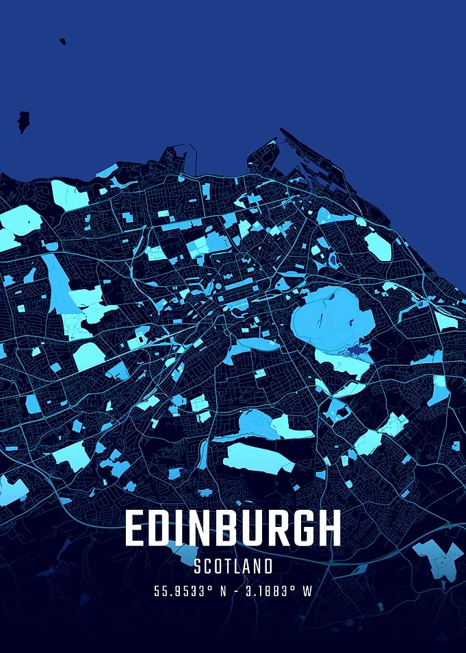 Edinburgh Midnight City Map