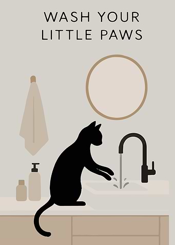 Wash Your Little Paws Cat Art