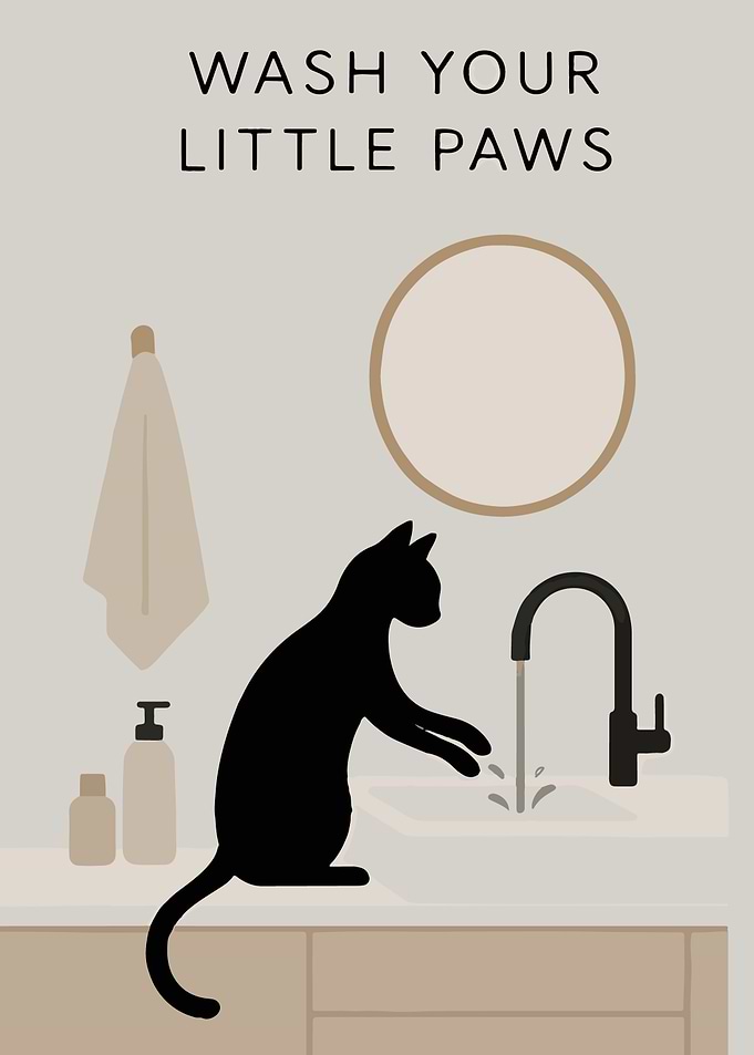 Wash Your Little Paws Cat Art