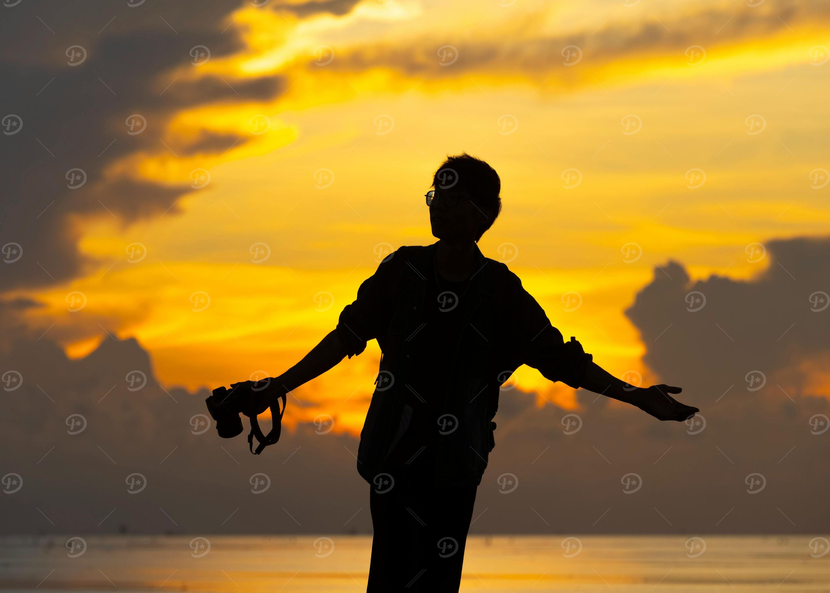 Silhouette at Sunset with Camera
