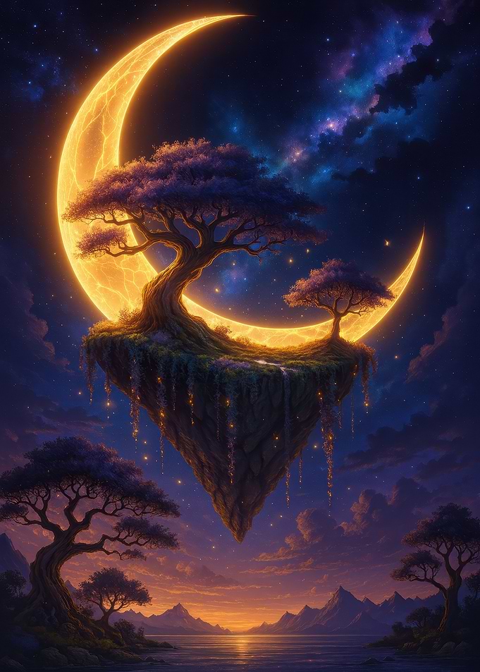 Fantasy Island with Crescent Moon