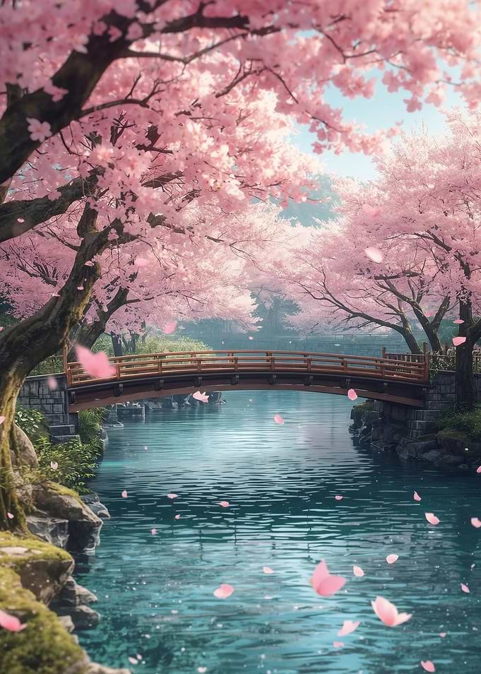 Cherry Blossoms over Water