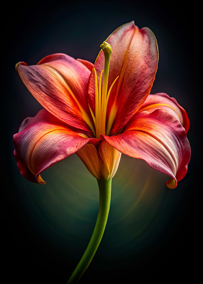 Elegant Red and Yellow Lily Portrait
