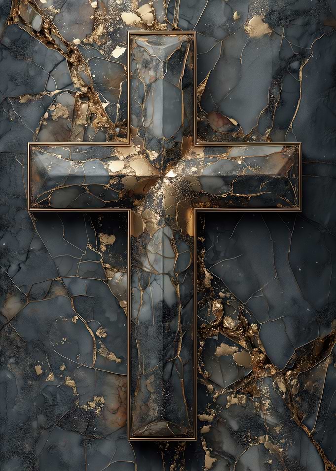 Marble Cross with Gold Veins