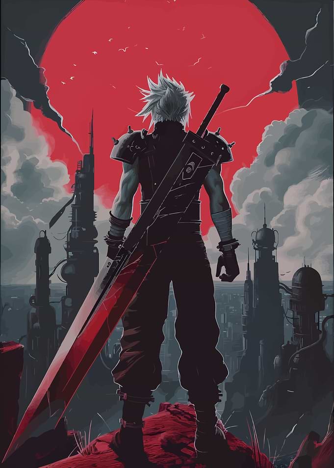 Cloud Strife overlooking Midgar