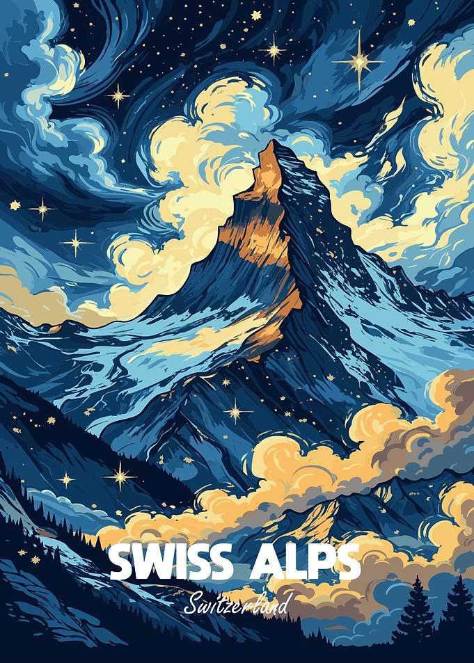 Swiss Alps Switzerland Mountain Landscape Art