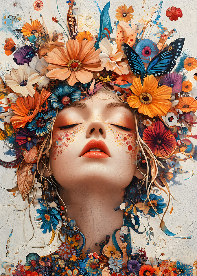 Floral Crowned Woman Portrait