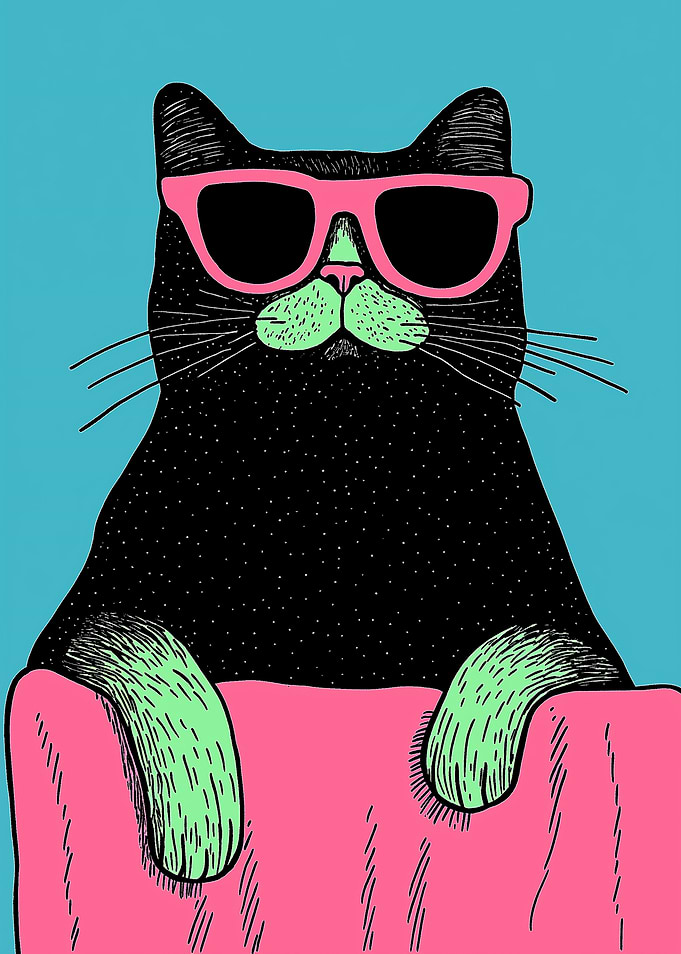 Cool Cat with Sunglasses Illustration