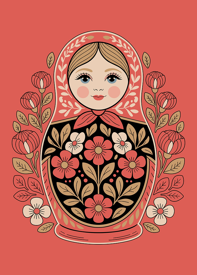 Matryoshka Doll with Floral Design